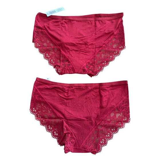 Soma Womens Embraceable Hipster Panty with Enchanting Lace Medium Red Lot 2 Pair - Picture 2 of 5